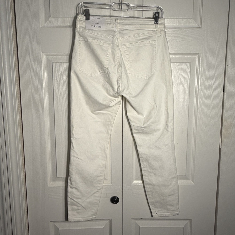 Loft Curvy Skinny Jeans Women 27/4 White Cropped Button Ankle Slim Pocket Cruise - Picture 3 of 11